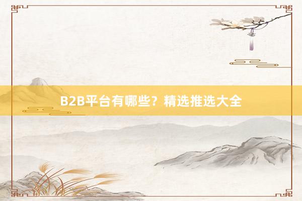 B2B平台有哪些？精选推选大全
